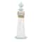 Coastal White Wooden Lighthouse Sculpture, 15" x 6" x 6"